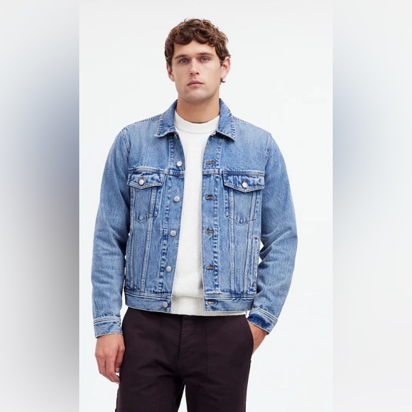 Madewell Men’s Denim Trucker Jacket Size L Excellent Condition Pre-Owned - Picture 6 of 12
